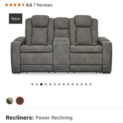 Power Reclining Loveseat w/ USB & Cupholders – Like New