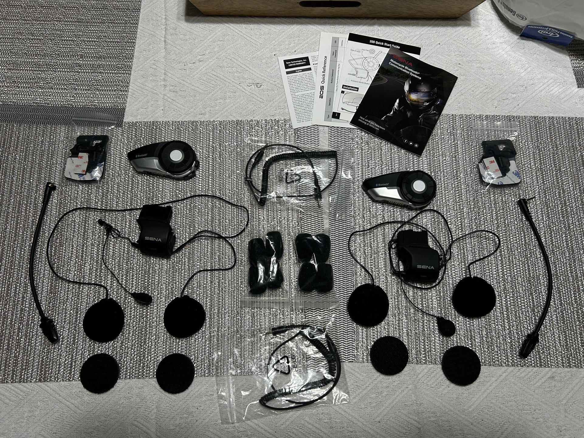 Two Sena 20S Bluetooth Motorcycle Comm Headsets/Devices - Complete
