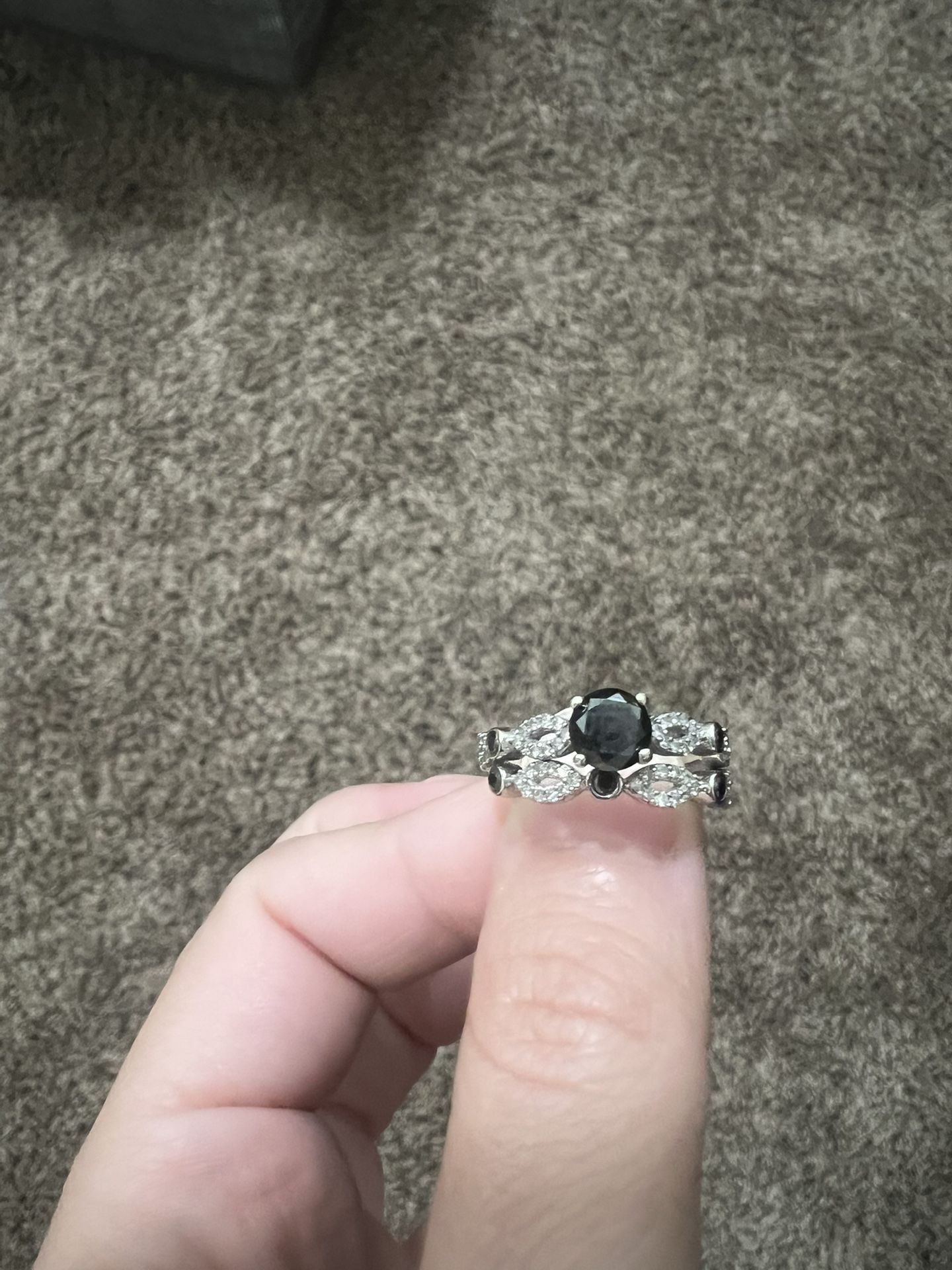 Black Diamond Engagement Ring Set