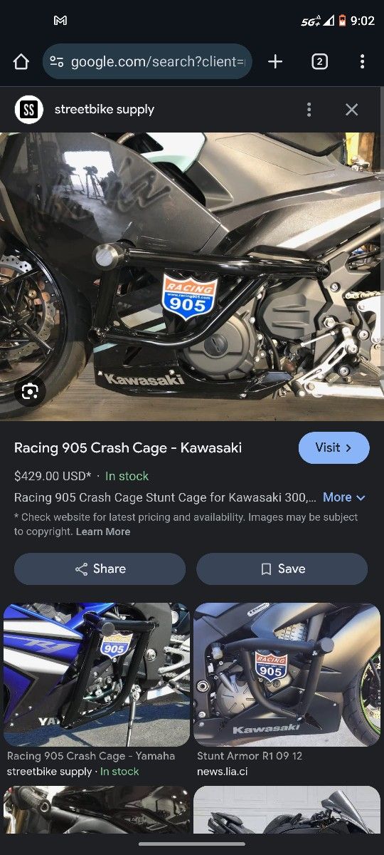 Crash Cage  And Rear Pegs With Braket 905 Racing  For Kawasaki 09-12