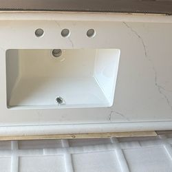 48-inch quartz vanity top in Carrara White