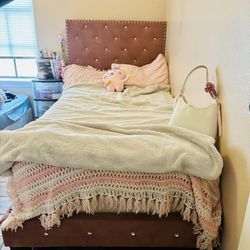 Pink Velvet Twin Bed