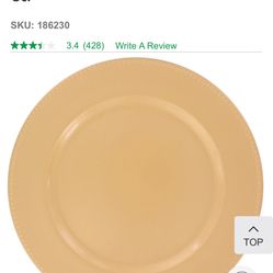 Gold Plastic Charger Plates with Beaded Rims, 13-in