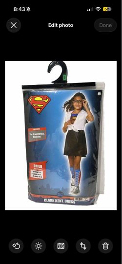 Clark Kent Dress Child Size Large (10-12) Halloween Costume, Dress, Glasses, made China, 2 piece set dress/glasses, child size large (10-12) girls hal