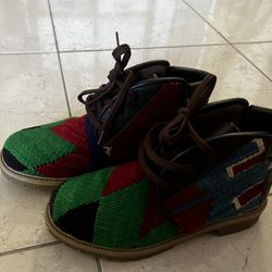 Handmade Vintage Kilim And Leather Ankle Boots