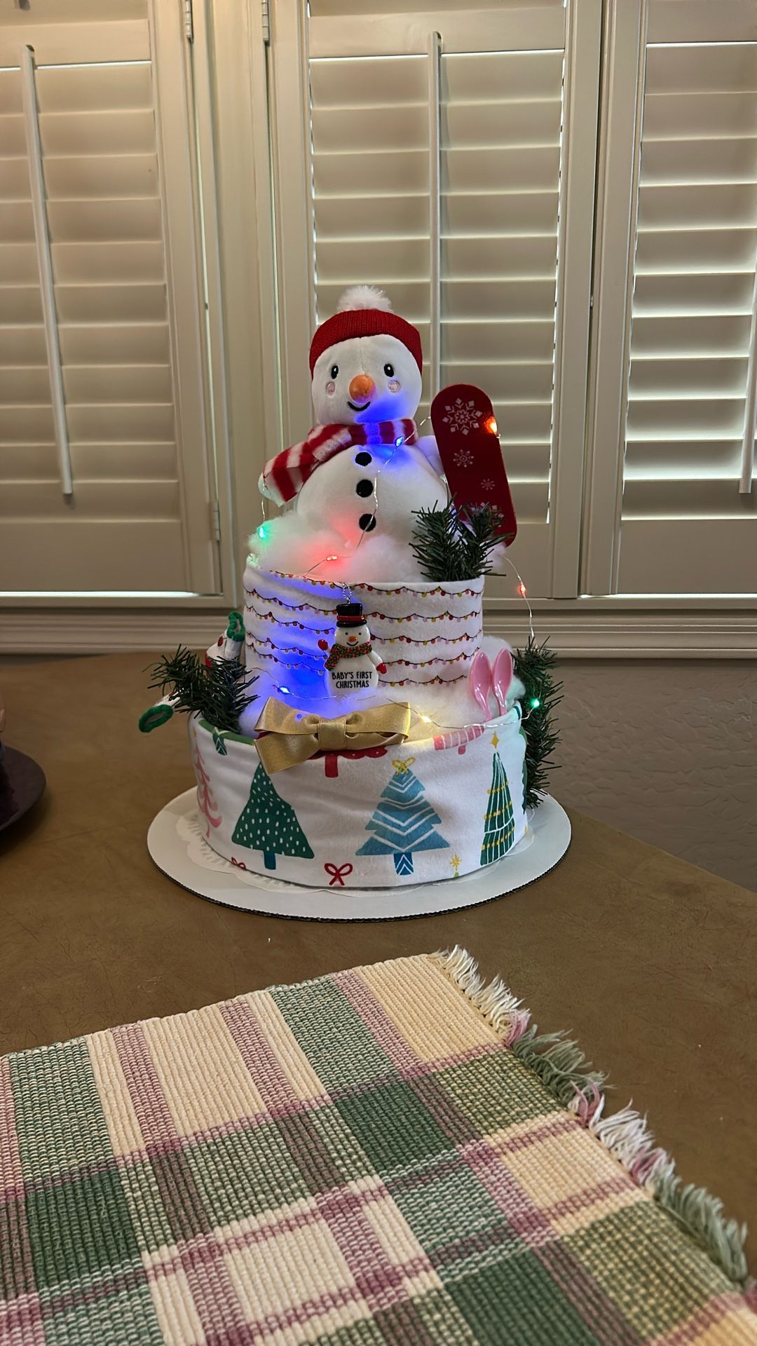 Baby’s 1st Christmas 2 Tier Diaper Cake