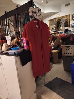 Red Short Sleeve Coverup to the sleeveless dress
