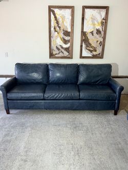 Bassett Blue Leather Sofa & Loveseat 🛻Delivery Available 🛻