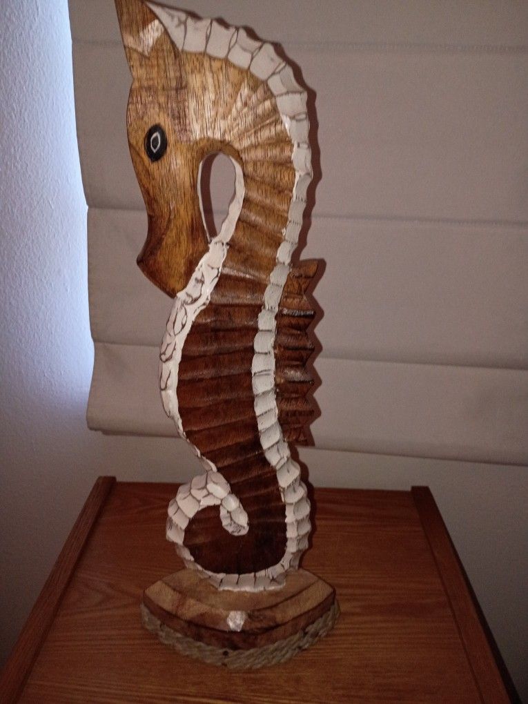 Tall Wooden Seahorse