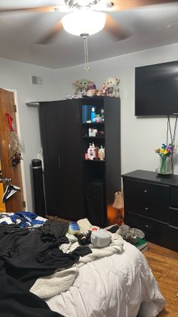 wardrobe closet with shelves