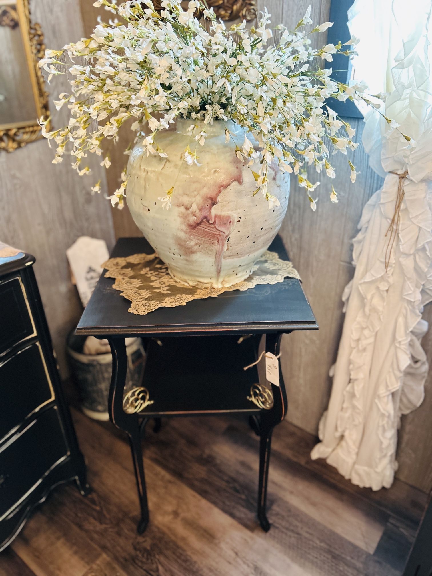 Gorgeous Black French Country Plant Stand / End Table