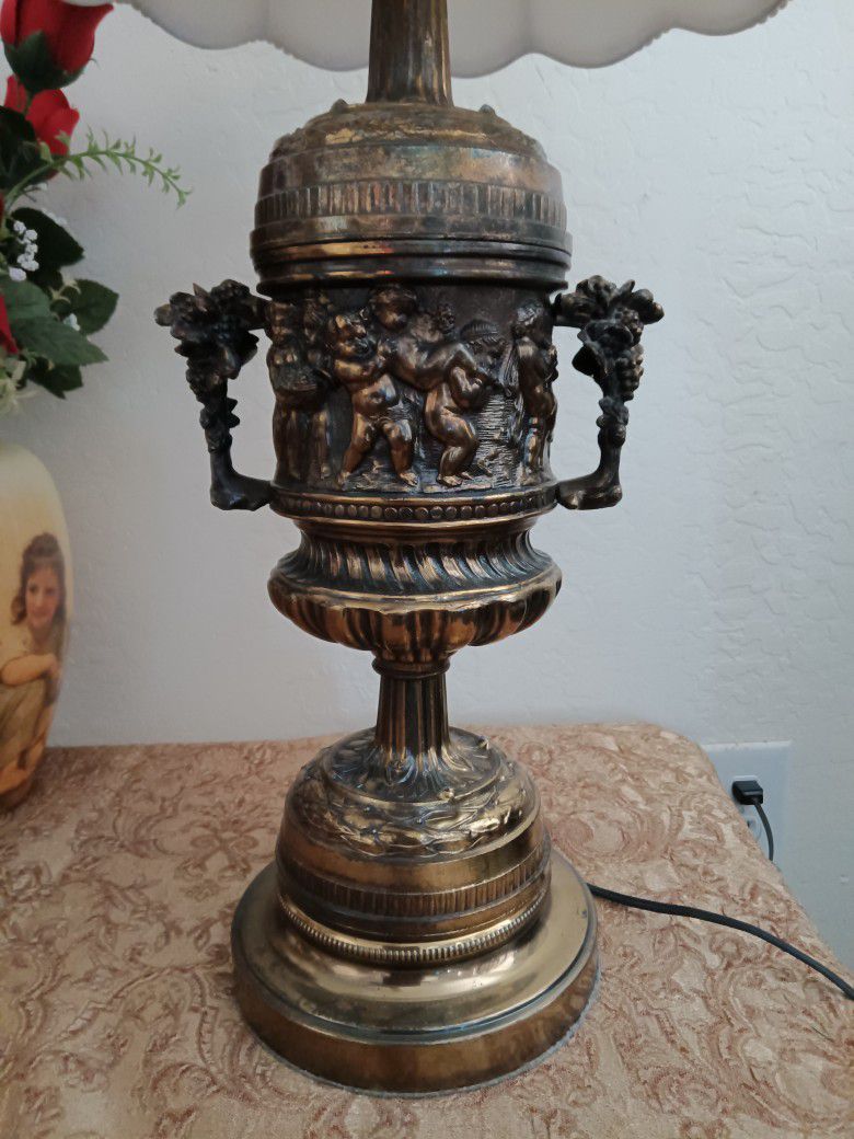 Brass Cherub Table Lamp Vintage