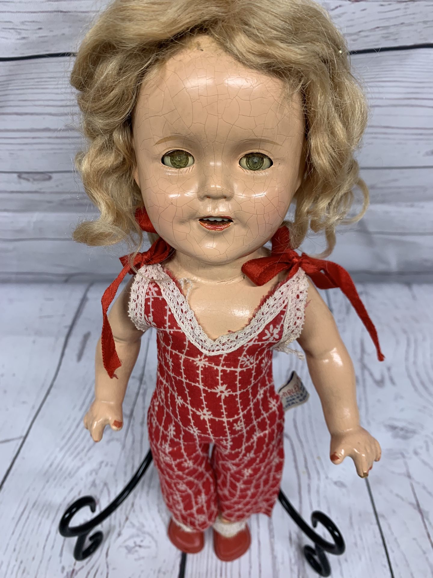 Shirley Temple Doll And Trunk Vintage Antique