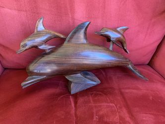 Wood Carved Dolphins 