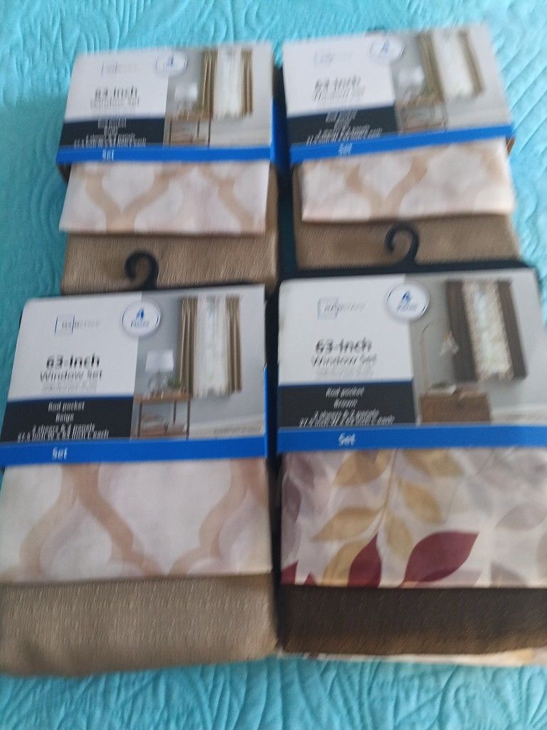 Brand New Curtains And Sheers ( 5 Sets)
