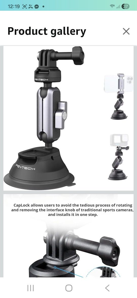 PGYTECH Suction Cup Action Camera