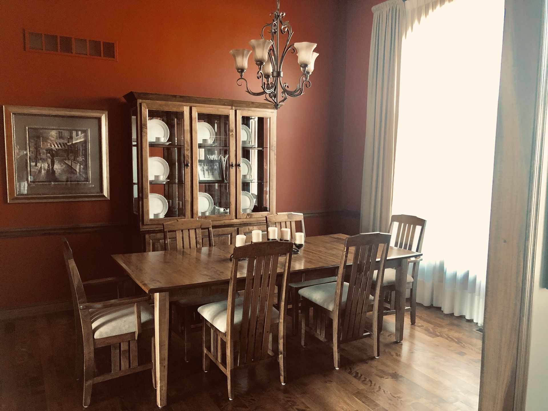 Custom made dining room table and china buffet