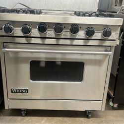 VIKING 36”WIDE DUAL FUEL RANGE STOVE STAINLESS STEEL WITH GRIDDLE 