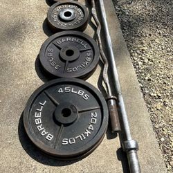 240 Lbs Olympic Weight 45 Lbs Long Bar And Curl Bar