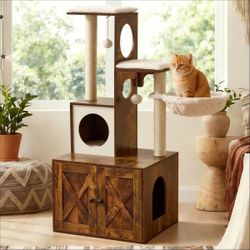 53" Kimmel Cat Tree with Litter Box Enclosure