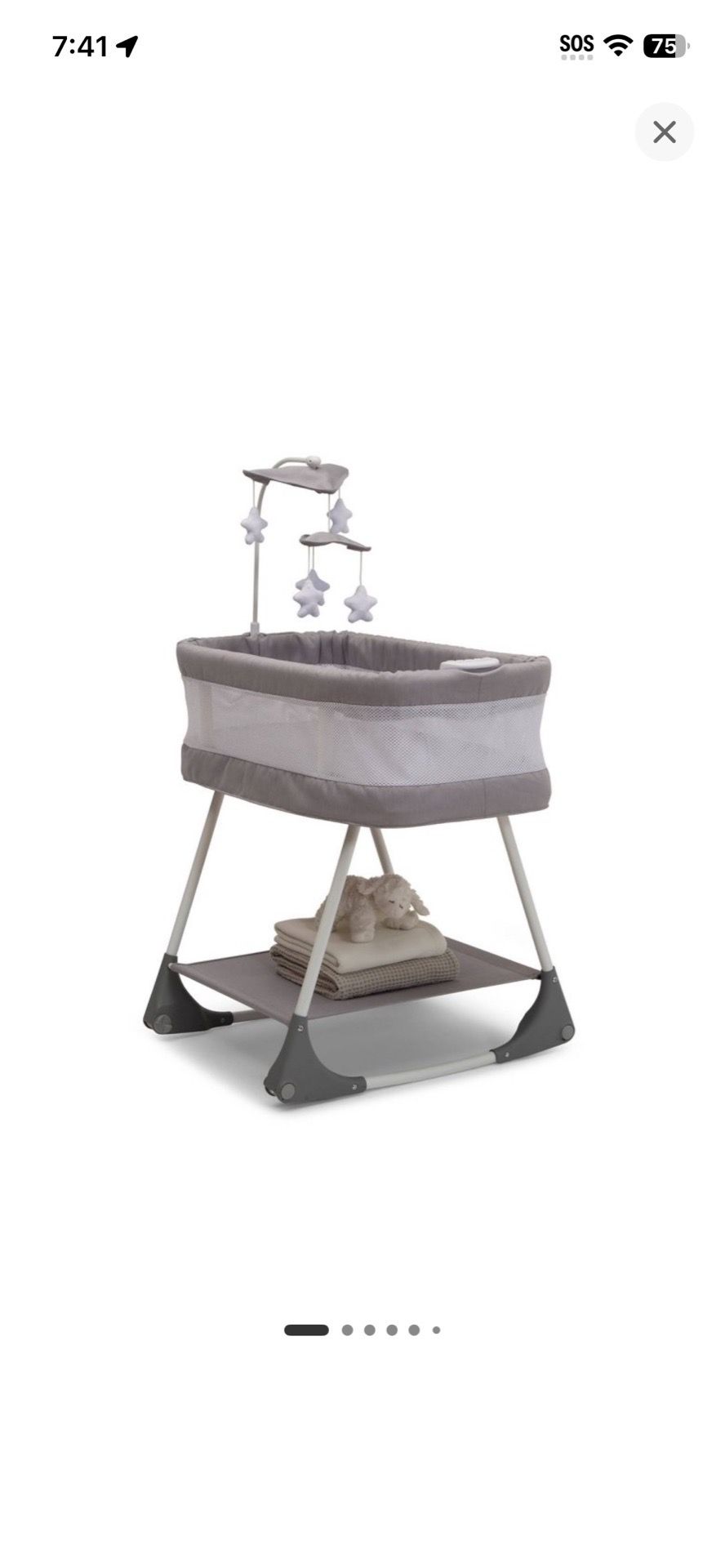 Simmons Kids’ Shooting Star Rocking Bassinet with Airflow Mesh
