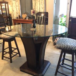 Round Glass Bar Height Table 