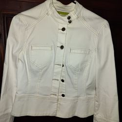Size 2 Small Off White Jean Jacket 