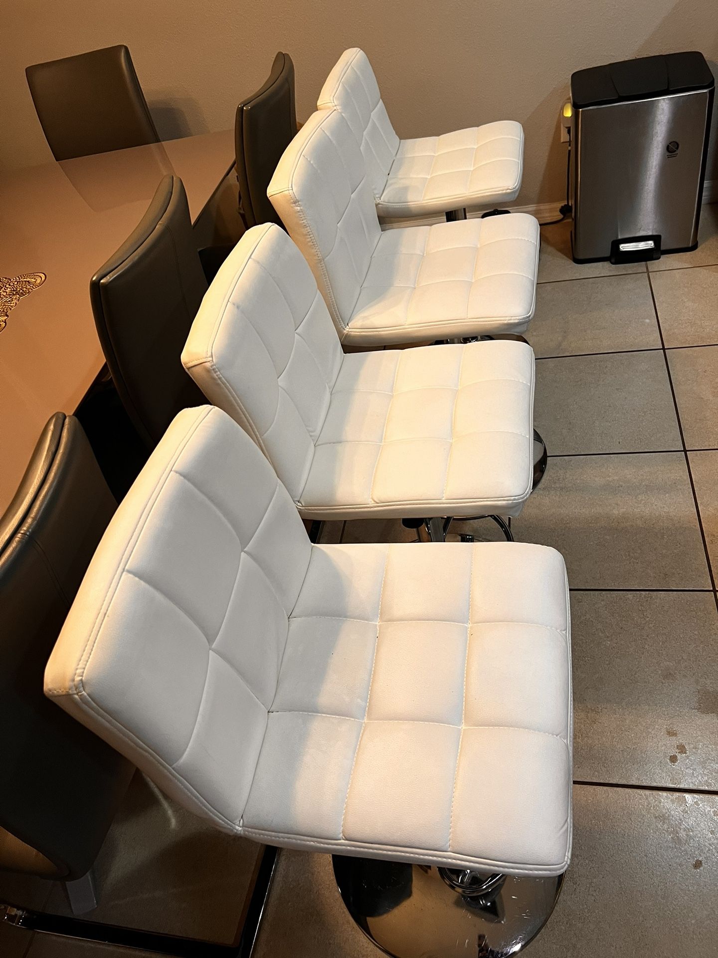Stool Seat White Leather