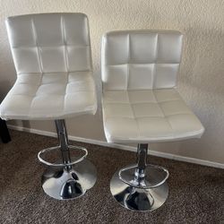 Bar Stools Set of 2,PU Leather Adjustable Swivel Barstools, Hydraulic Kitchen Counter Height Bar Chairs