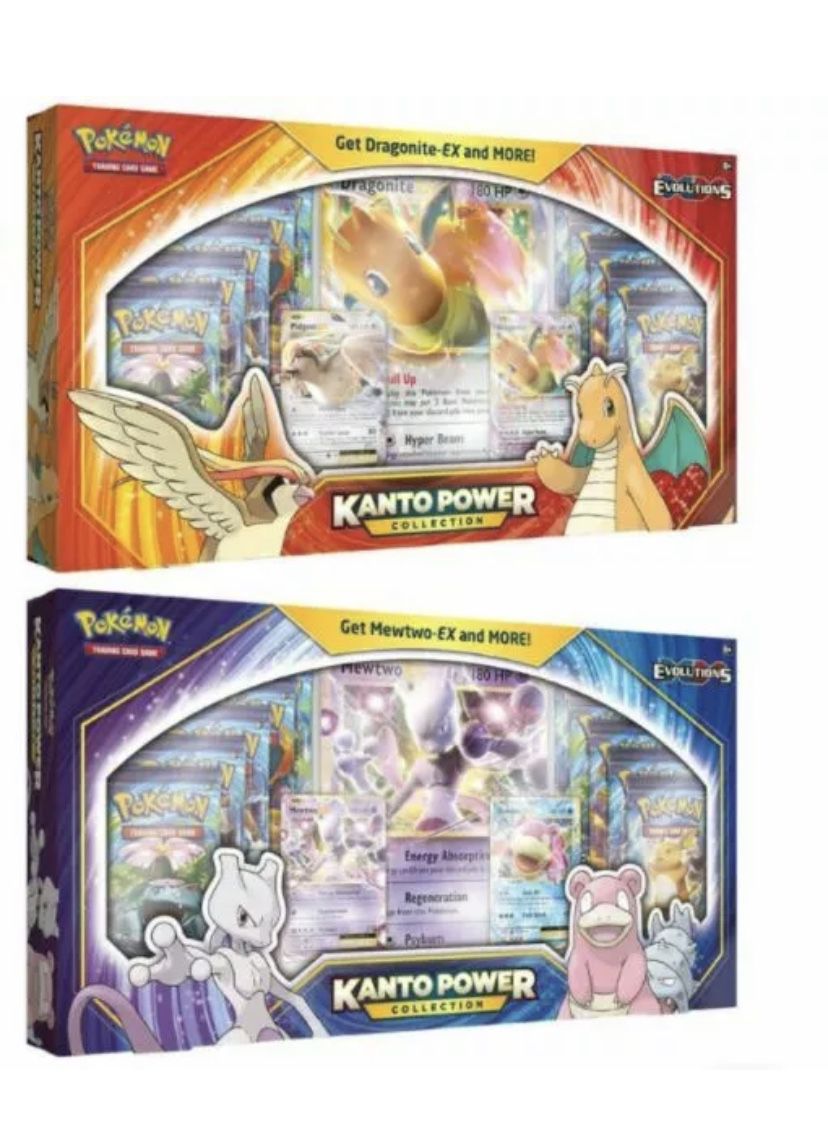 Pokemon TCG Kanto Powers Collections Box Mewtwo + Dragonite Evolutions
