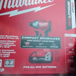 Milwaukee Impact 1/4 Driver 18 V Red Lithium Batteries And Charger Included