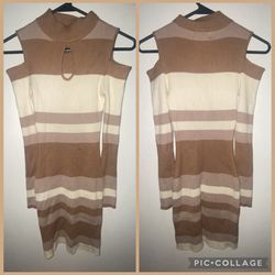 Brown & Cream Sweater Dress