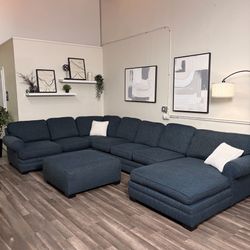 Denim U Shaped Sectional Couch DELIVERY AVAILABLE THIS WEEK