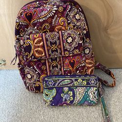 Vera Bradley Small Backpack & Wristlet 