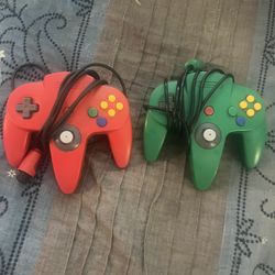 Original Nintendo 64 Controllers – Red & Green Authentic Pair