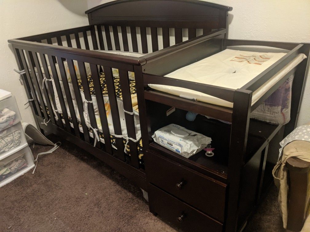 Crib With Attached Changing Table