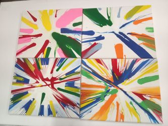 Abstract Spin Art Canvas Set of 4