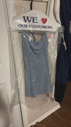 Light Blue glitter homecoming dress