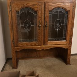Stained Glass Solid oak Hutch $50 