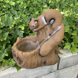 Vintage Cement Squirrel Planter