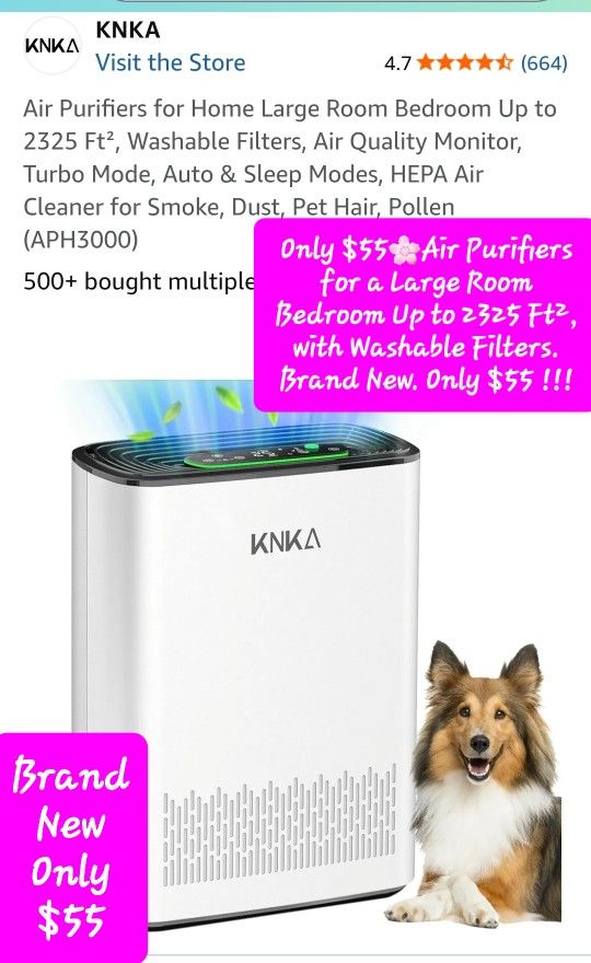 $55🌸Air Purifier for a Large Room Bedroom Up to 2325 Ft², with Washable Filters. Brand New. Only $55 !!