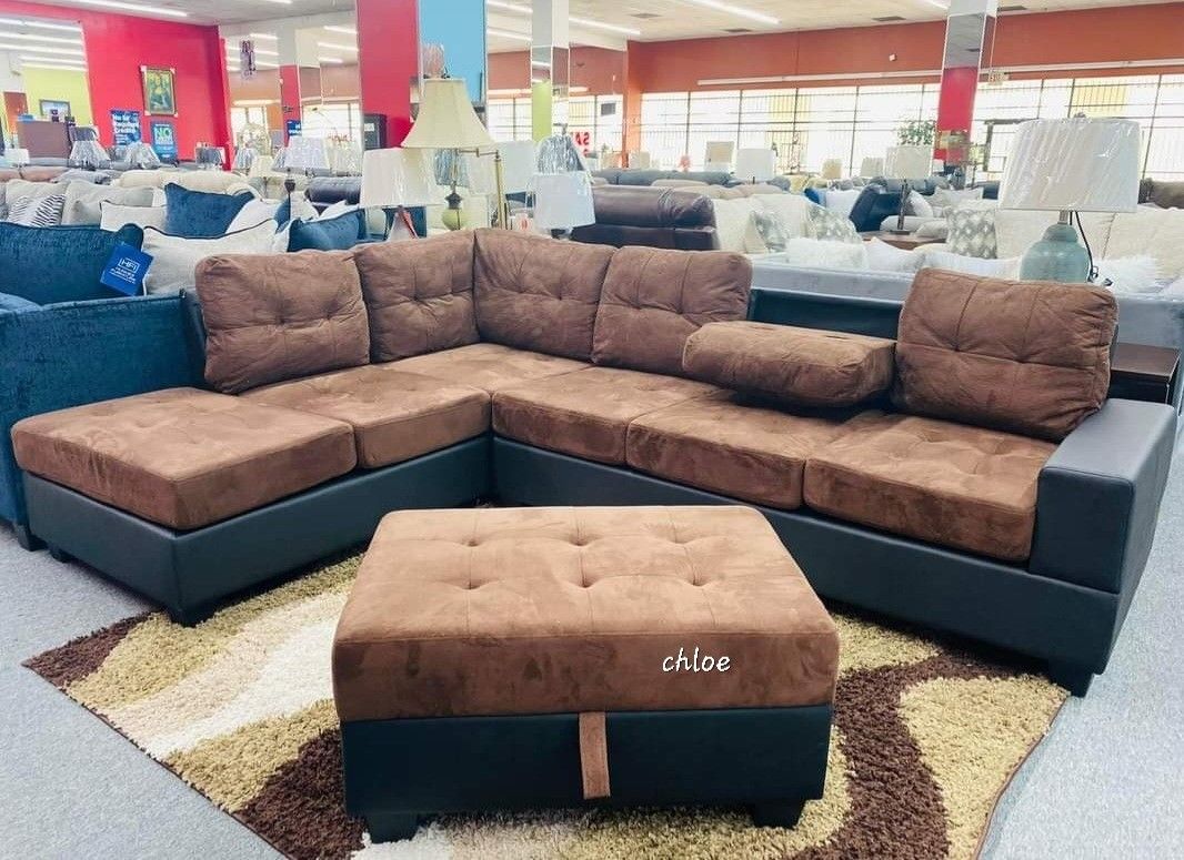 
\ASK DISCOUNT COUPON💬 sofa Couch Loveseat Living room set sleeper recliner daybed♡height Brown Black Reversible Sectional With Ottoman, Colour Optio