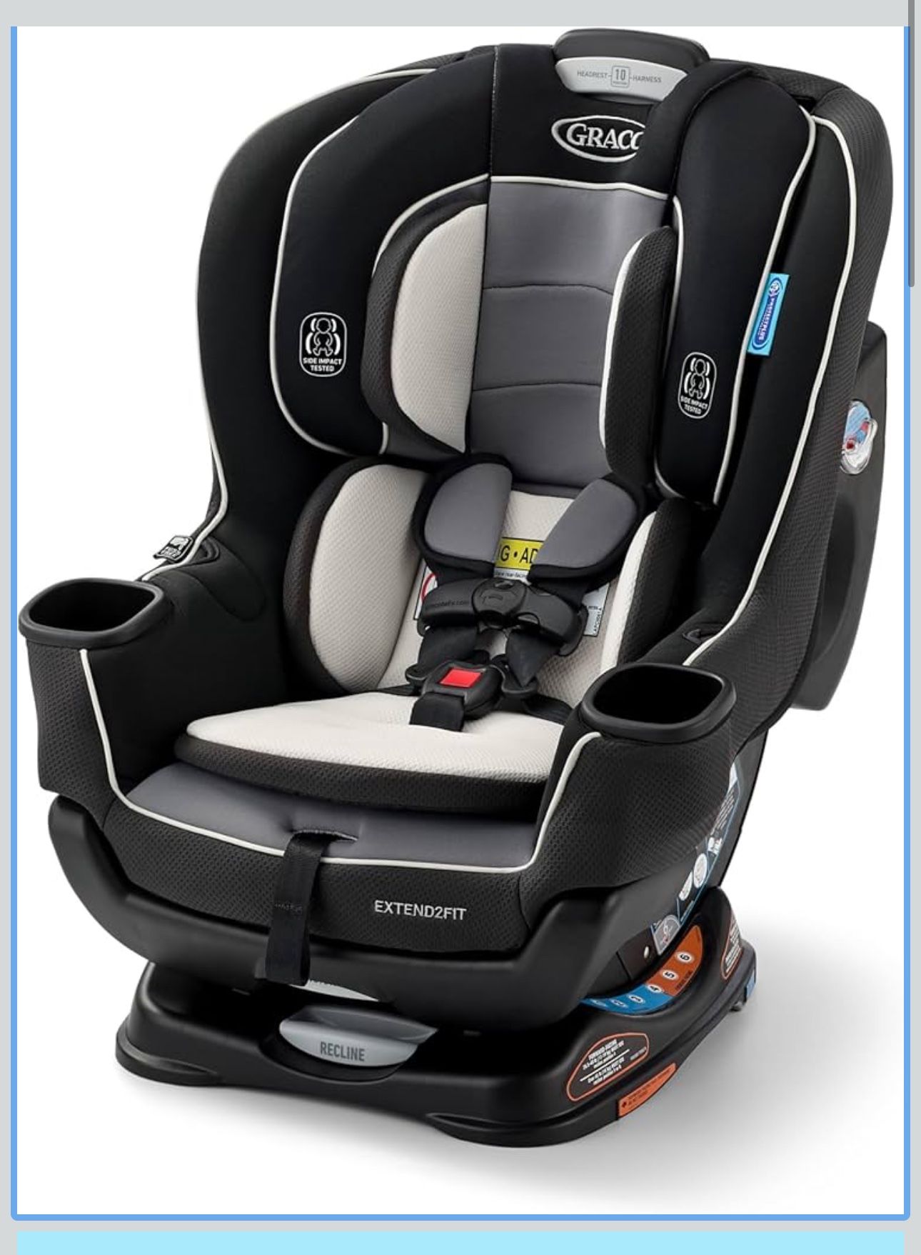 Graco Extend2Fit Convertible Baby Car Seat, Rear and Forward Facing- Gotham