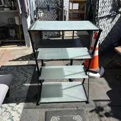 4 Tier Frosted Glass Entertainment Shelf/ Computer Rack $85 OBO