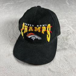 Vintage Denver Broncos Starter Hat Super Bowl XXXII Champions Black Strap 90s