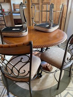 Wood and iron Table and 4 chairs