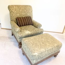 Elegant High Back Chair With Ottoman