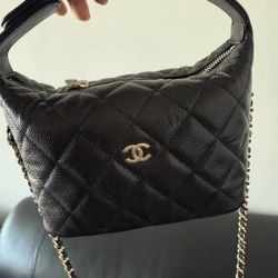Classic chain metal logo leather chain diamond calfskin Hobo bag shoulder crossbody handbag women's black