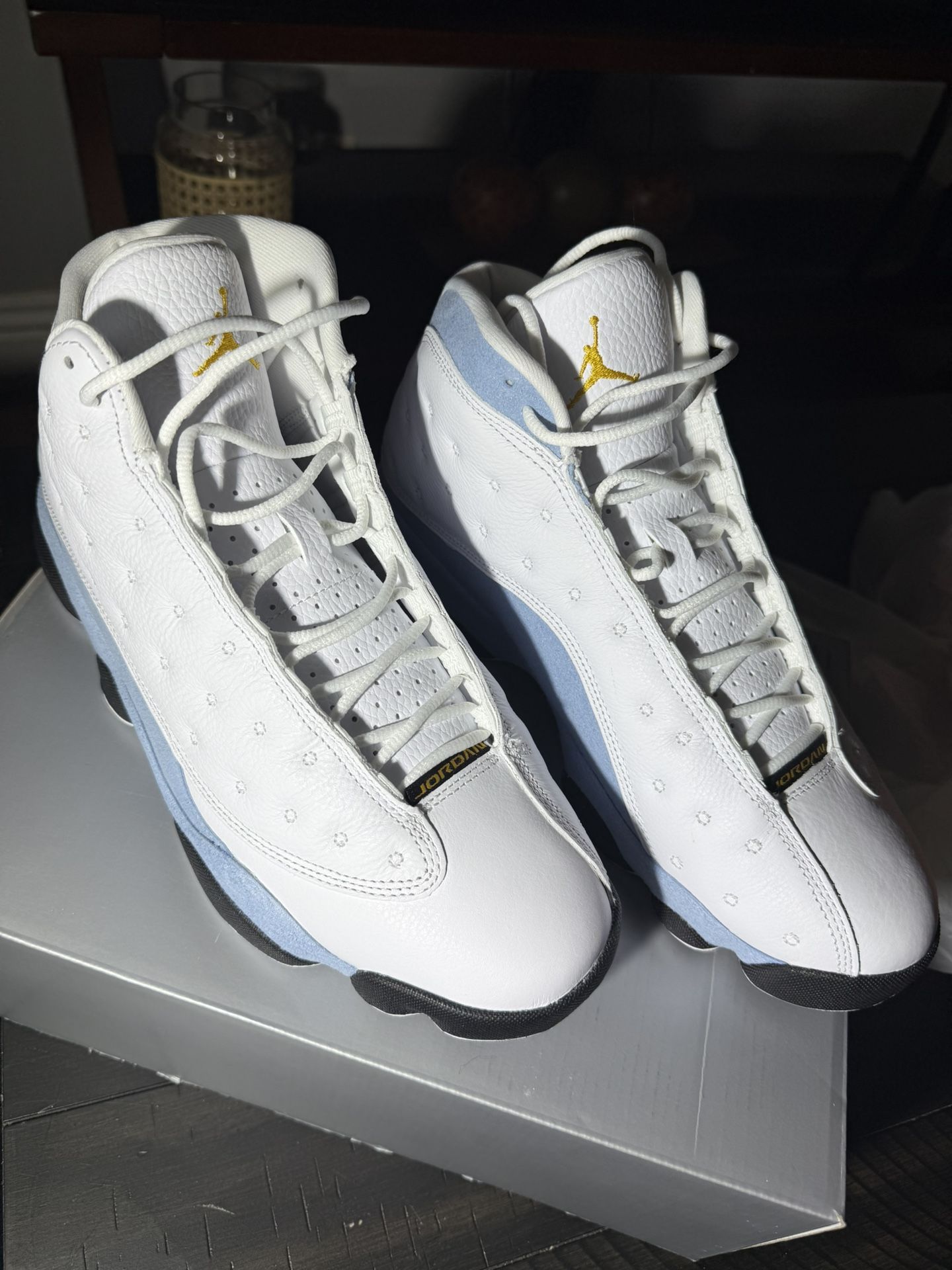 AIR JORDAN 13 RETRO WHITE/YELLOW OCHRE BLUE GREY BLANC/BLEU GRIS/JAUNE