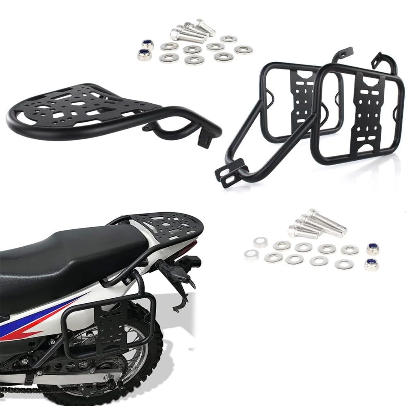 Xitomer Luggage Rack Fit for XR150L 2014-2024 XR150L Motorcycle Pannier Rack, Rear Rack+Saddlebag Support Racks